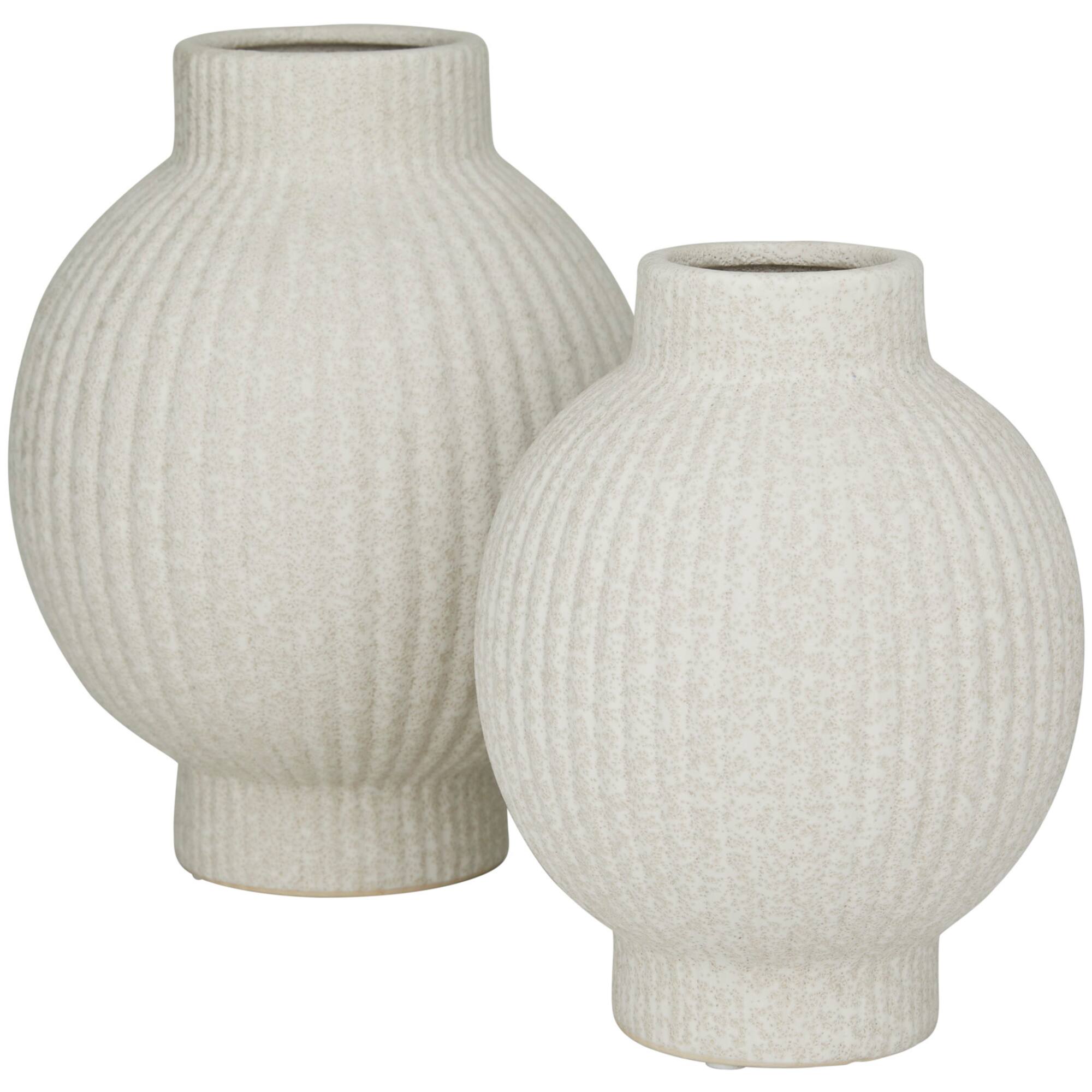 CosmoLiving by Cosmopolitan Ceramic Ribbed Vase Set of 2 11